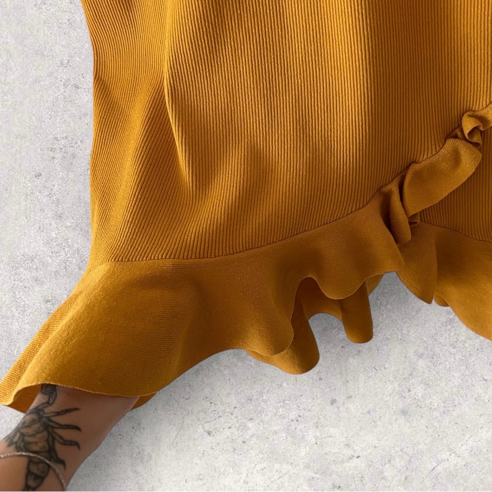 A.L.C. Yellow Tulum Mustard Yellow Ruffle Mini Dress Size S - Picture 4 of 14